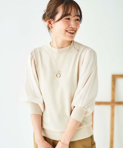 le.coeur blanc（ルクールブラン）の「スリーブドッキングニットプルオーバー（ニット/セーター・レディース・ブラック/オリーブ/アイボリー・38）」の16枚目の写真