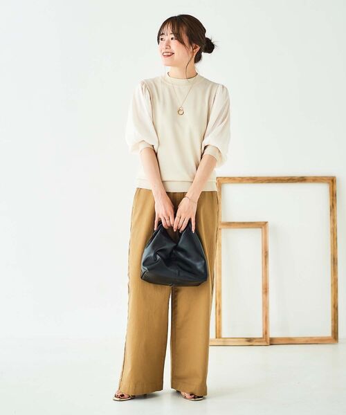 le.coeur blanc（ルクールブラン）の「スリーブドッキングニットプルオーバー（ニット/セーター・レディース・ブラック/オリーブ/アイボリー・38）」の17枚目の写真