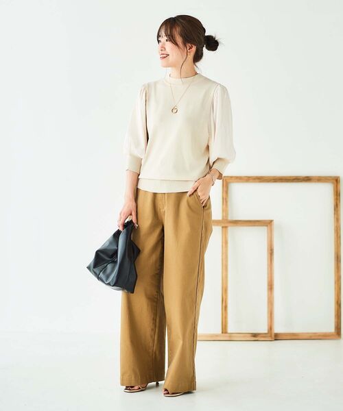 le.coeur blanc（ルクールブラン）の「スリーブドッキングニットプルオーバー（ニット/セーター・レディース・ブラック/オリーブ/アイボリー・38）」の18枚目の写真