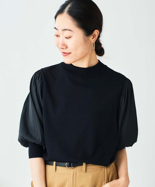 le.coeur blanc（ルクールブラン）の「スリーブドッキングニットプルオーバー（ニット/セーター・レディース・ブラック/オリーブ/アイボリー・38）」の22枚目の写真