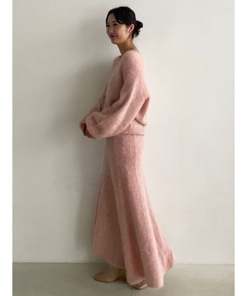 LAGUNAMOON（ラグナムーン）の「アルパカシャギーニットナローフレアスカート（スカート・レディース・グレー/アイボリー/ピンク・MEDIUM/SMALL）」の8枚目の写真