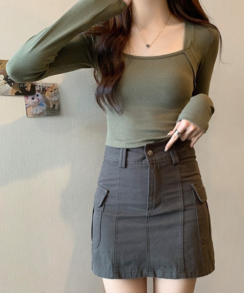 Per sist ence(パーシエンス)の「ボレロレイヤード風タイトトップス(Tシャツ/カットソー・レディース・ライトグレー/ブラック/カーキ/アイボリー・MEDIUM/LARGE/X-LARGE/SMALL)」の22枚目の写真