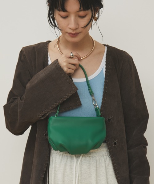 MERLOT（メルロー）の「ワンハンドルミニショルダーバッグ/350mlペットボトル収納可能（ハンドバッグ・レディース・グリーン/ブラック・FREE）」の8枚目の写真