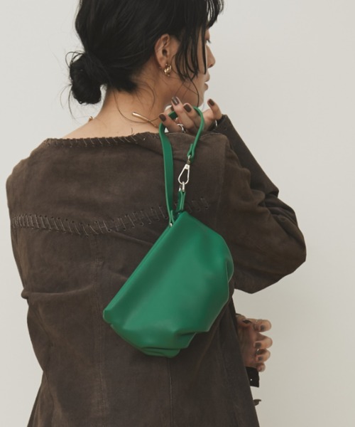 MERLOT（メルロー）の「ワンハンドルミニショルダーバッグ/350mlペットボトル収納可能（ハンドバッグ・レディース・グリーン/ブラック・FREE）」の7枚目の写真