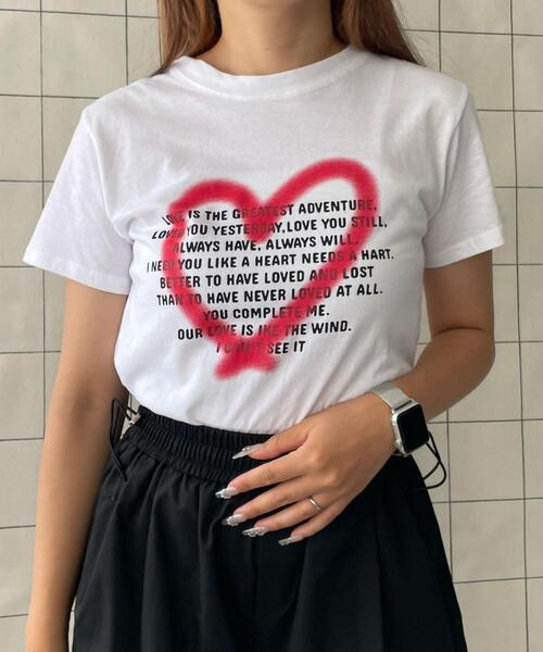 WOND(ウォンド)の「アソートハートプリントTシャツ(Tシャツ/カットソー・レディース・ホワイト/ブラック・FREE)」の9枚目の写真