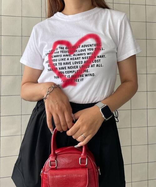 WOND(ウォンド)の「アソートハートプリントTシャツ(Tシャツ/カットソー・レディース・ホワイト/ブラック・FREE)」の6枚目の写真
