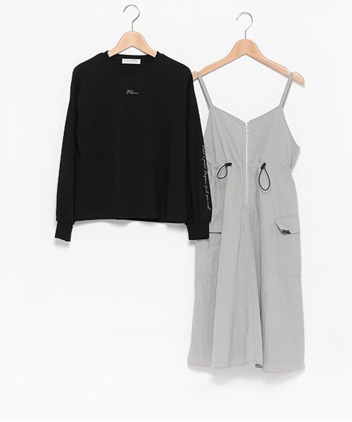 セール】カーゴキャミワンピース＆ロンTセット（シャツ