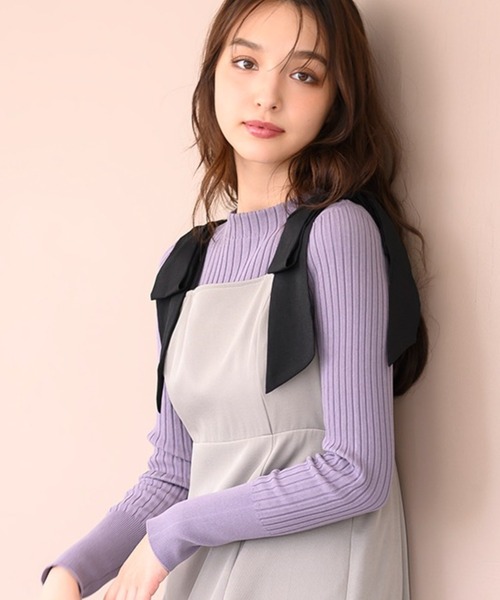 MISCH MASCH（ミッシュマッシュ）の「ベーシックボトルネックリブニット/MM438307（ニット/セーター・レディース・ホワイト/レッド/グレー/ブルー/ブラック・ﾌﾘ-）」の5枚目の写真