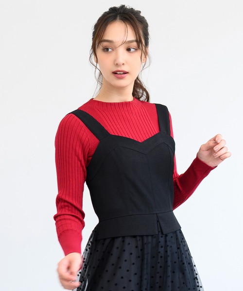 MISCH MASCH（ミッシュマッシュ）の「ベーシックボトルネックリブニット/MM438307（ニット/セーター・レディース・ホワイト/レッド/グレー/ブルー/ブラック・ﾌﾘ-）」の6枚目の写真