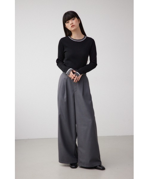 AZUL by moussy(アズールバイマウジー)の「シアーコンビバイカラーニットトップス(ニット/セーター・レディース・ブラック/杢グレー/ダークブルー/ネイビー・FREE)」の7枚目の写真