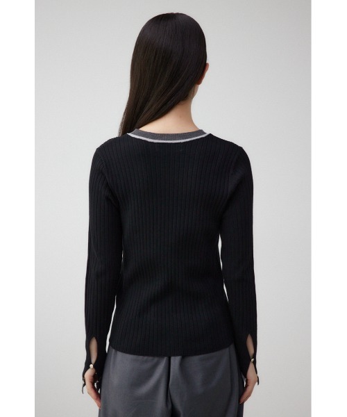 AZUL by moussy(アズールバイマウジー)の「シアーコンビバイカラーニットトップス(ニット/セーター・レディース・ブラック/杢グレー/ダークブルー/ネイビー・FREE)」の10枚目の写真