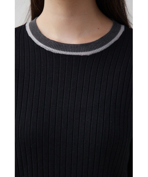 AZUL by moussy(アズールバイマウジー)の「シアーコンビバイカラーニットトップス(ニット/セーター・レディース・ブラック/杢グレー/ダークブルー/ネイビー・FREE)」の11枚目の写真
