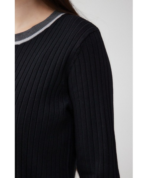 AZUL by moussy(アズールバイマウジー)の「シアーコンビバイカラーニットトップス(ニット/セーター・レディース・ブラック/杢グレー/ダークブルー/ネイビー・FREE)」の12枚目の写真