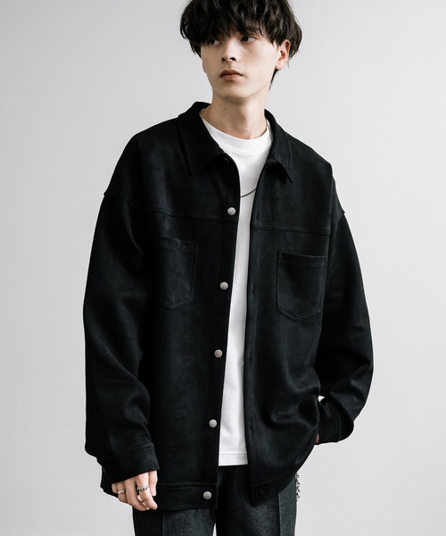 Rocky Monroe（ロッキーモンロー）の「オーバーサイズ カットスエードCPOシャツジャケット（シャツ/ブラウス・メンズ・ブラック/ブラウン/チャコール/グレイッシュベージュ/ライトグレー・M/L/XL）」の7枚目の写真