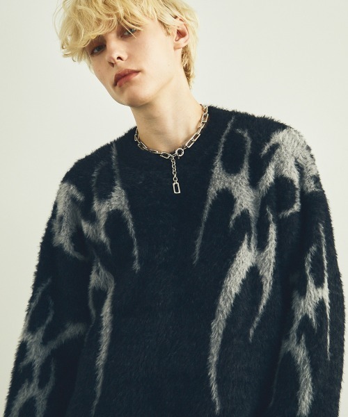Shoowtime(ショウタイム)の「オーバーサイズビッグモヘアライクニットセーター(ニット/セーター・メンズ・ブラック/パープル・MEDIUM/LARGE/SMALL)」の13枚目の写真