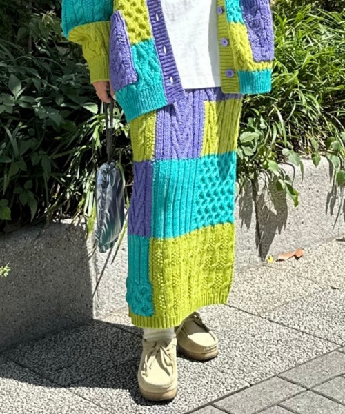 RODEO CROWNS WIDE BOWL（ロデオクラウンズワイドボウル）の「Custom ケーブルニット スカート（スカート・レディース・グリーン系その他/ピンク系その他/レッド系その他/パープル系その他・FREE）」の3枚目の写真