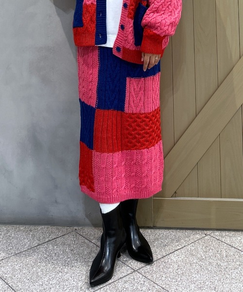 RODEO CROWNS WIDE BOWL（ロデオクラウンズワイドボウル）の「Custom ケーブルニット スカート（スカート・レディース・グリーン系その他/ピンク系その他/レッド系その他/パープル系その他・FREE）」の4枚目の写真