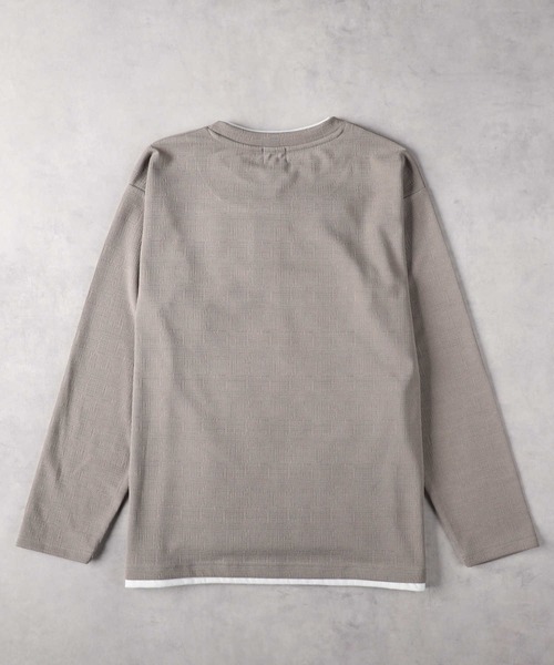Right-on(ライトオン)の「Other(ソノタ)フクレジャガードフェイクレイヤード長袖Tシャツ(Tシャツ/カットソー・メンズ・ダークグレー/ダークベージュ/ネイビー・S/M/L/XL/XXL)」の11枚目の写真