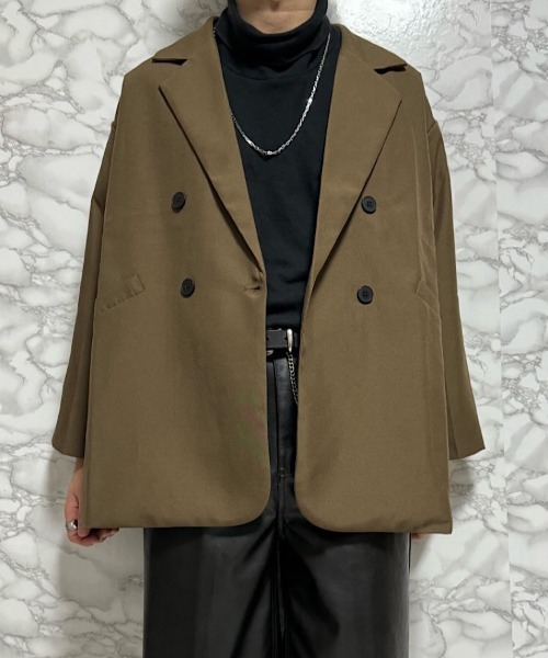 PARKS TOKYO SELECT(パークストウキョウセレクト)の「ダブルテーラードジャケット(テーラードジャケット・メンズ・ブラック/カーキ・SMALL/MEDIUM/LARGE/X-LARGE)」の2枚目の写真