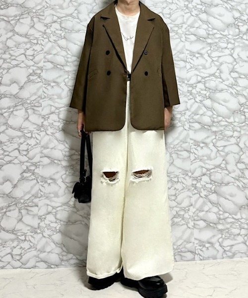 PARKS TOKYO SELECT(パークストウキョウセレクト)の「ダブルテーラードジャケット(テーラードジャケット・メンズ・ブラック/カーキ・SMALL/MEDIUM/LARGE/X-LARGE)」の8枚目の写真