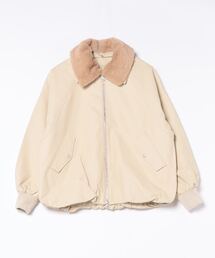 フェイクレザーボア襟付きジャケット