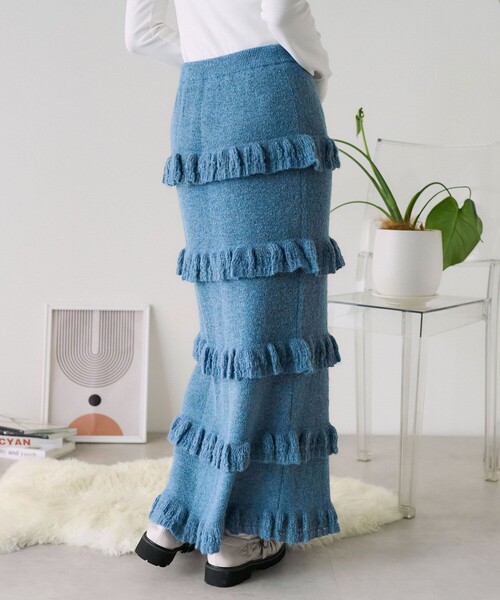 FREAK'S STORE（フリークスストア）の「フリルニットスカート（スカート・レディース・ブラック/ブルー・ﾌﾘ-）」の7枚目の写真