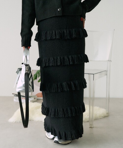 FREAK'S STORE（フリークスストア）の「フリルニットスカート（スカート・レディース・ブラック/ブルー・ﾌﾘ-）」の13枚目の写真