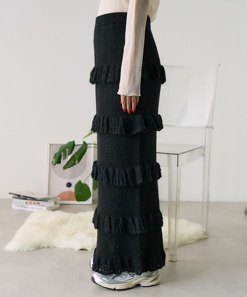 FREAK'S STORE（フリークスストア）の「フリルニットスカート（スカート・レディース・ブラック/ブルー・ﾌﾘ-）」の17枚目の写真