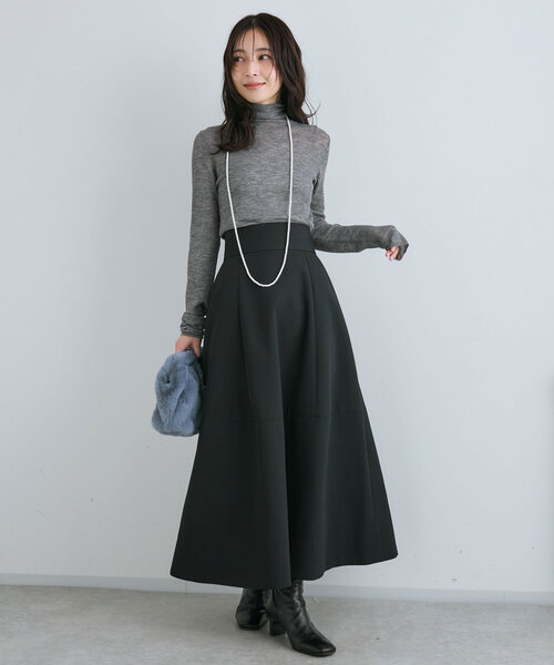 【セール】【美シルエット】フクレジャガードロングスカート（スカート）｜La boutique BonBon（ラブティックボンボン）