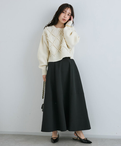 【セール】【美シルエット】フクレジャガードロングスカート（スカート）｜La boutique BonBon（ラブティックボンボン）