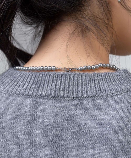 キラキラ レディース 長袖ドレッシーラメニットセーター（ニット