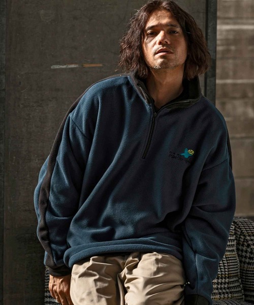 Mark Gonzales（マーク・ゴンザレス）の「【WEB・直営店限定】MARK GONZALES ARTWORK COLLECTION(マーク ゴンザレス)袖ラインフリースジャケット（スウェット・メンズ・パープル/ブラック/チャコール/グリーン/ホワイト・XL/L/M）」の5枚目の写真