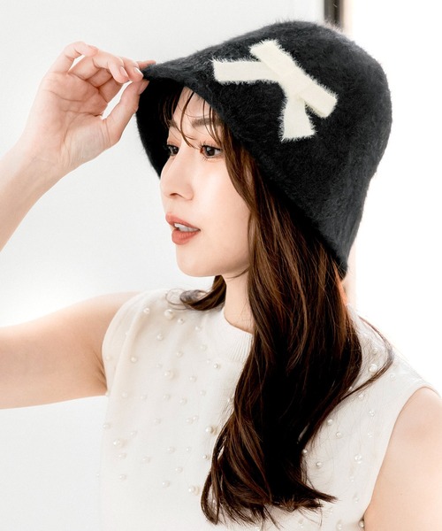 Julia Boutique（ジュリアブティック）の「リボンモチーフチューリップハット（ハット・レディース・ブラック/ホワイト・ONE）」の15枚目の写真