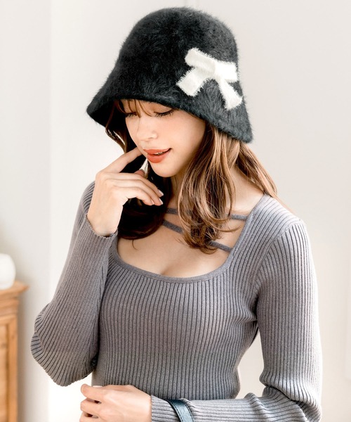 Julia Boutique（ジュリアブティック）の「リボンモチーフチューリップハット（ハット・レディース・ブラック/ホワイト・ONE）」の16枚目の写真