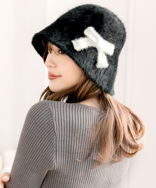 Julia Boutique（ジュリアブティック）の「リボンモチーフチューリップハット（ハット・レディース・ブラック/ホワイト・ONE）」の18枚目の写真