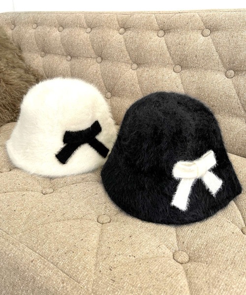 Julia Boutique（ジュリアブティック）の「リボンモチーフチューリップハット（ハット・レディース・ブラック/ホワイト・ONE）」の19枚目の写真