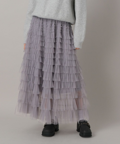 FOREVER 21（フォーエバー トゥエンティーワン）の「【2024FW】フリルティアードロングスカート（スカート・レディース・ブラック/ホワイト/グレー・FREE）」の4枚目の写真