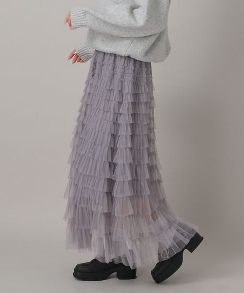 FOREVER 21（フォーエバー トゥエンティーワン）の「【2024FW】フリルティアードロングスカート（スカート・レディース・ブラック/ホワイト/グレー・FREE）」の5枚目の写真
