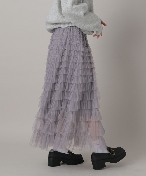 FOREVER 21（フォーエバー トゥエンティーワン）の「【2024FW】フリルティアードロングスカート（スカート・レディース・ブラック/ホワイト/グレー・FREE）」の6枚目の写真