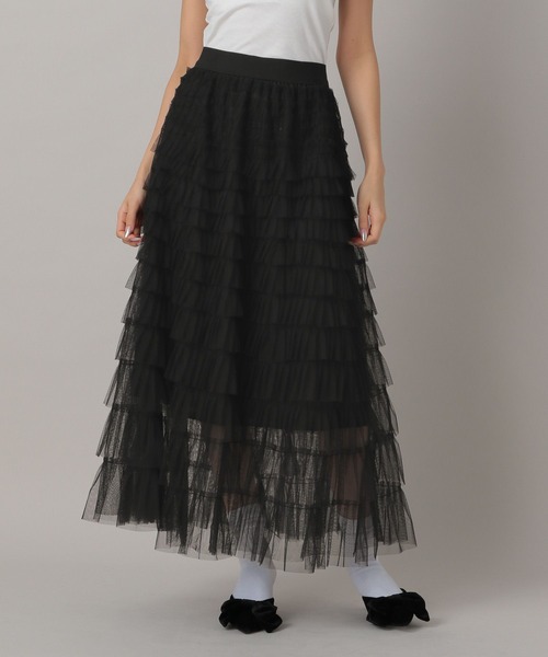 FOREVER 21（フォーエバー トゥエンティーワン）の「【2024FW】フリルティアードロングスカート（スカート・レディース・ブラック/ホワイト/グレー・FREE）」の8枚目の写真