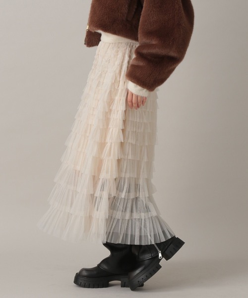 FOREVER 21（フォーエバー トゥエンティーワン）の「【2024FW】フリルティアードロングスカート（スカート・レディース・ブラック/ホワイト/グレー・FREE）」の14枚目の写真