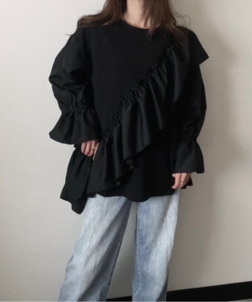 deux amour(ドゥーザムール)の「【ZOZO限定】フリルチュニック(チュニック・レディース・カーキ/ブラック/グレー・FREE)」の5枚目の写真