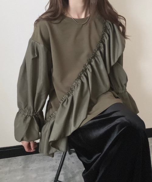 deux amour(ドゥーザムール)の「【ZOZO限定】フリルチュニック(チュニック・レディース・カーキ/ブラック/グレー・FREE)」の9枚目の写真