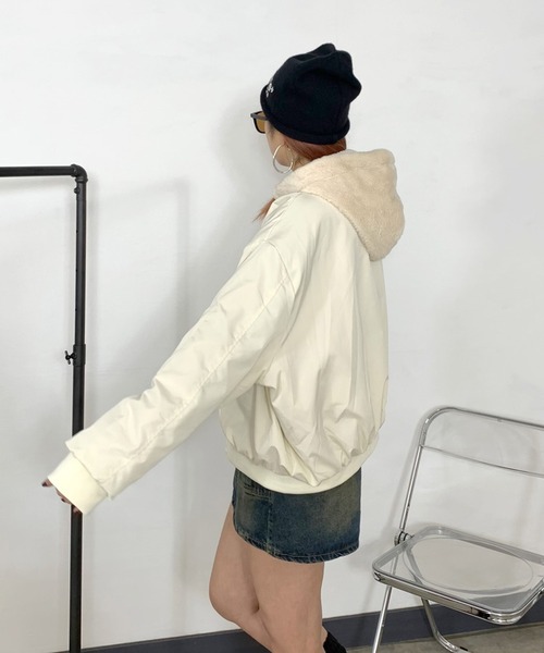 non-hedge(ノンヘッジ)の「リバーシブルフード付ビッグMA1(MA-1・レディース・アイボリー/カーキ/ブルー/ピンク/ベージュ/ブラック・FREE)」の16枚目の写真