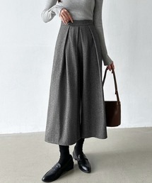ガウチョパンツ きれいめ タック入り ワイドパンツ