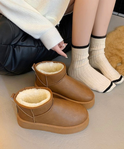 Miniministore（ミニミニストア）の「ムートンブーツ 厚底 裏起毛ブーツ 冬靴（ブーツ・レディース・モカ/キャメル/ブラック・23.0cm/23.5cm/24.0cm/24.5cm/25.0cm）」の8枚目の写真