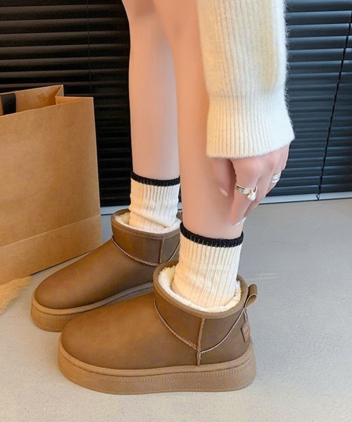 Miniministore（ミニミニストア）の「ムートンブーツ 厚底 裏起毛ブーツ 冬靴（ブーツ・レディース・モカ/キャメル/ブラック・23.0cm/23.5cm/24.0cm/24.5cm/25.0cm）」の10枚目の写真