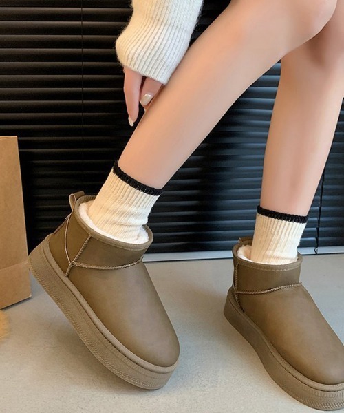 Miniministore（ミニミニストア）の「ムートンブーツ 厚底 裏起毛ブーツ 冬靴（ブーツ・レディース・モカ/キャメル/ブラック・23.0cm/23.5cm/24.0cm/24.5cm/25.0cm）」の11枚目の写真