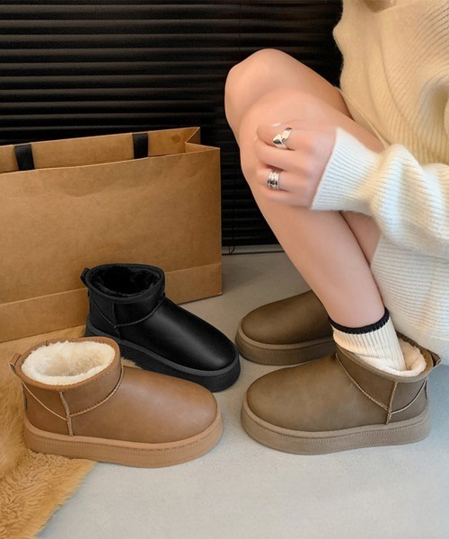 Miniministore（ミニミニストア）の「ムートンブーツ 厚底 裏起毛ブーツ 冬靴（ブーツ・レディース・モカ/キャメル/ブラック・23.0cm/23.5cm/24.0cm/24.5cm/25.0cm）」の14枚目の写真