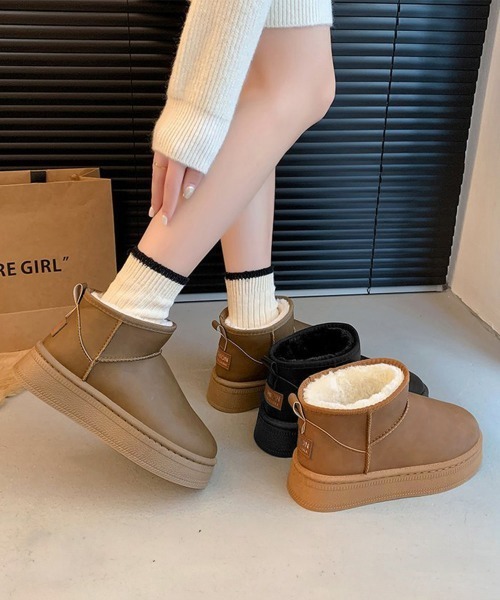Miniministore（ミニミニストア）の「ムートンブーツ 厚底 裏起毛ブーツ 冬靴（ブーツ・レディース・モカ/キャメル/ブラック・23.0cm/23.5cm/24.0cm/24.5cm/25.0cm）」の16枚目の写真
